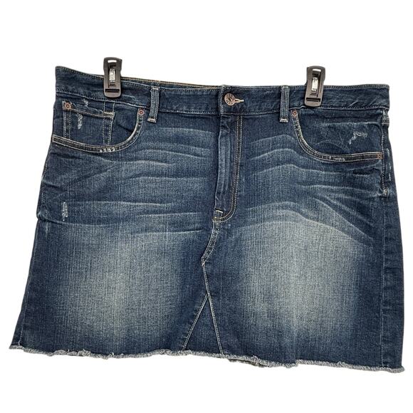 Gap‎ Blue Denim Women's Flat Front Mini Skirt Raw Hemline Sz 20 - Picture 2 of 5